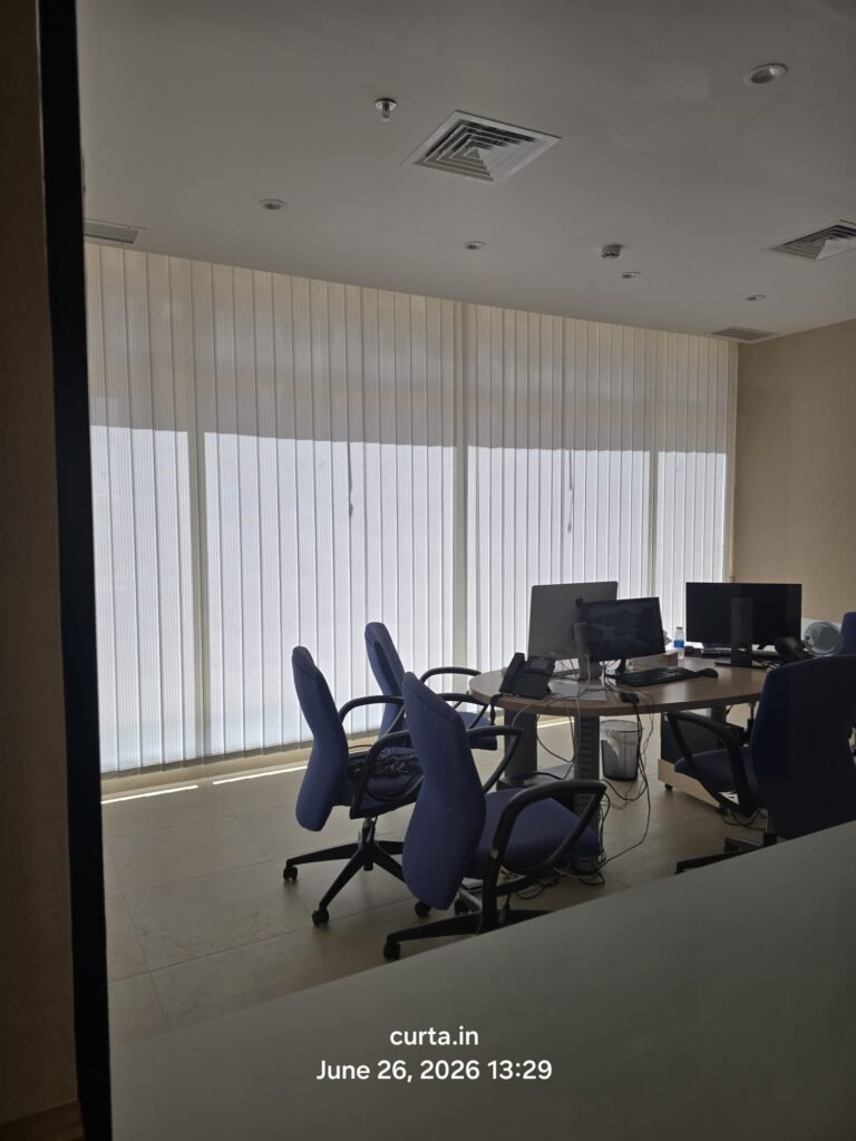vertical blinds 4 — all kinds of window blinds & curtains suppliers in kuwait — vertical blinds — Our vertical blinds offer a perfect blend of modern aesthetics and practicality. They effectively control light, provide privacy, and elevate the look of any interior. Crafted from premium materials, they are durable and easy to maintain, giving you years of reliable service. — https://curta.in — VERTICAL BLINDS